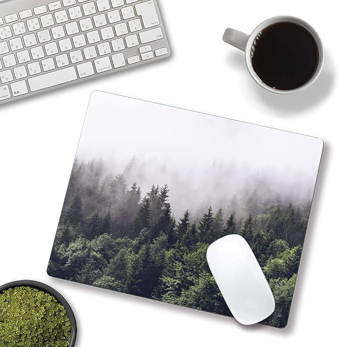 Misty Forest Mouse Pad, Natural Landscape Mouse Pad Custom Design, Square - Image 4
