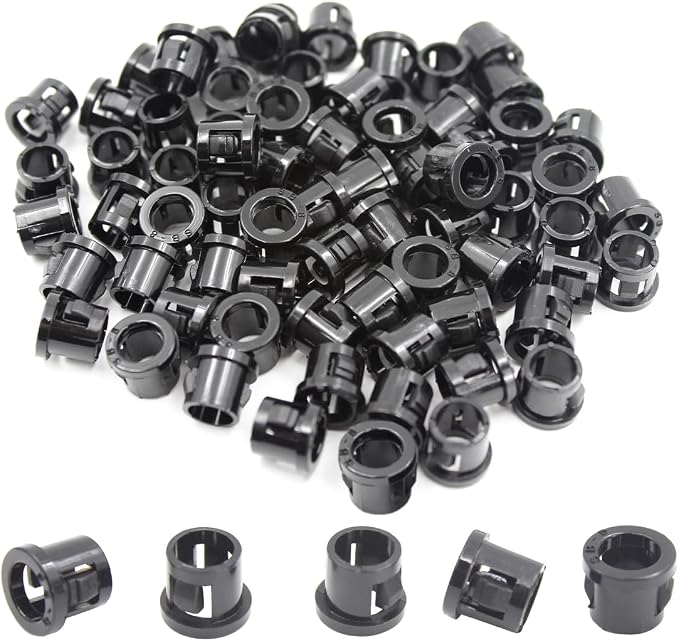 5/16" Black Snap-in Knockout Insulating Bushing Grommets, Plastic Cable Hole by EASYEAH