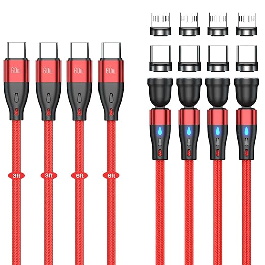 Magnetic Charging Cable 7Pin PD 60W USB C to USB Type C/Micro USB Fast Charging by Losuesme