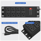 CCCEI Black Heavy Duty Power Strip Surge Protector 20 AMP, 8 Outlets 12 Gauge - Image 3