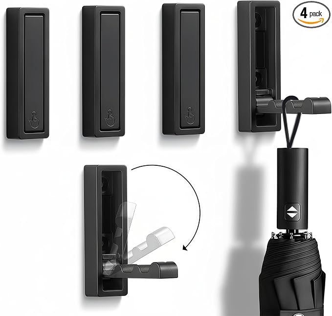 Folding Wall Hooks, 4 Pack Rustproof Zinc Alloy Folding Coat Hooks, Heavy Duty by Unknown