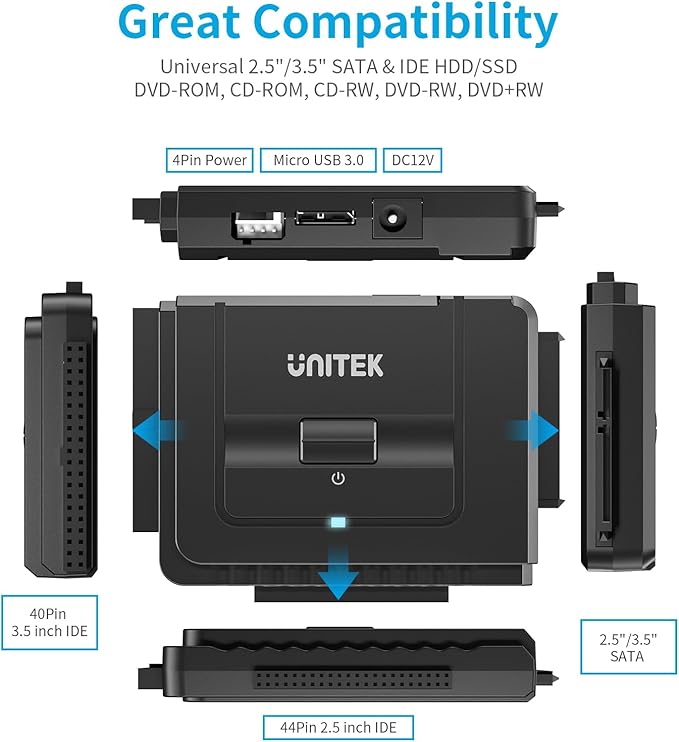 Unitek USB 3.0 to IDE and SATA Converter External Hard Drive Adapter Kit - Image 3