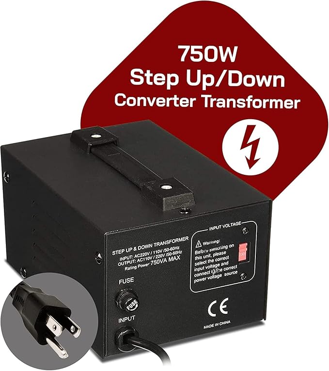 LiteFuze 750 Watt Voltage Converter Transformer Step Up/Down - 110v to 220v / - Image 2