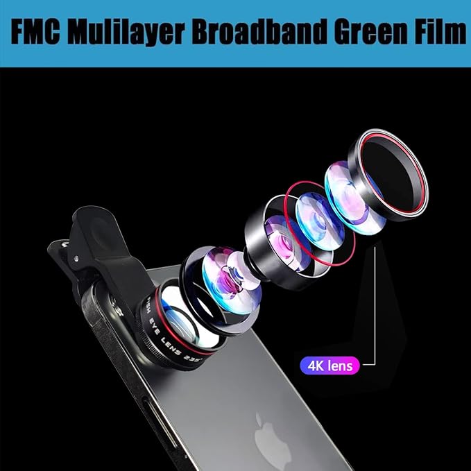 Phone Camera Lens, Clip on Cell HD Phone Fisheye Lens kit, 235° Fisheye Lens - Image 4