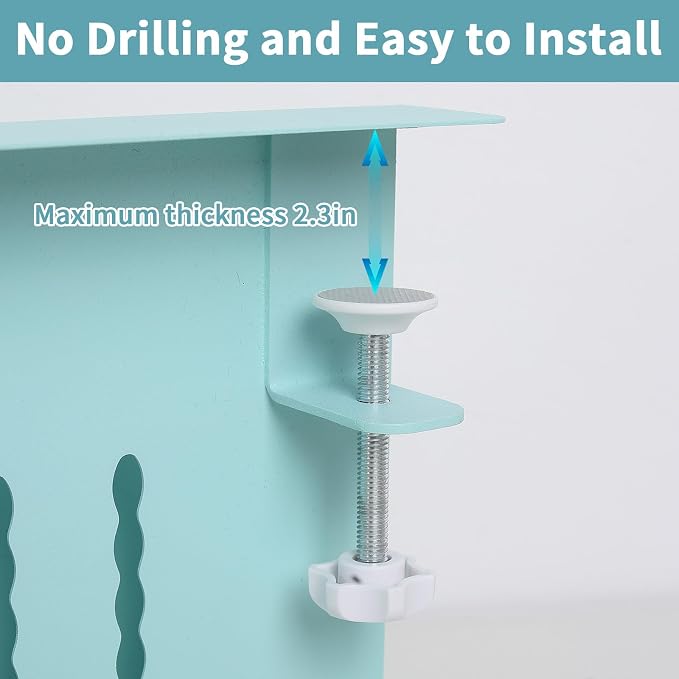 Desk Side Storage Organizer, Under Desk Laptop Holder Clamp on Table Shelf - Image 4