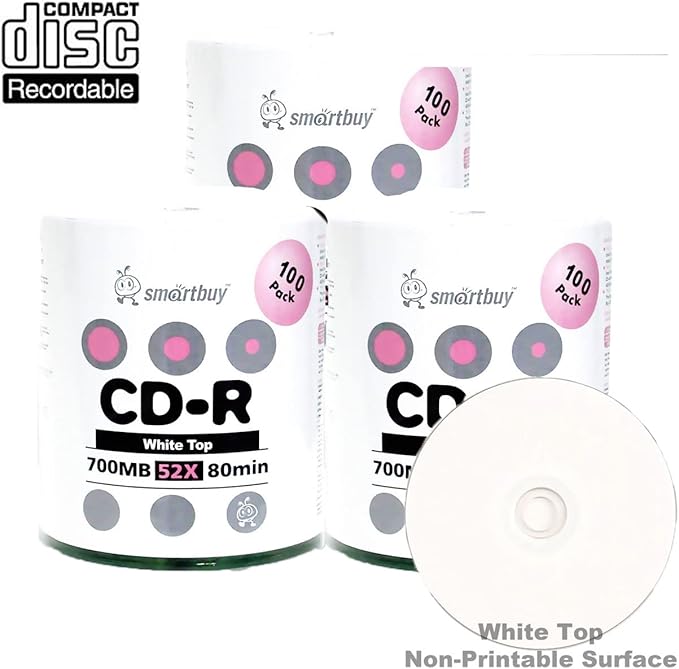 Smartbuy 700mb/80min 52x CD-R White Top Blank Video Recordable Media Disc - Image 2