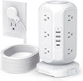 15 ft Long Extension Cord Power Strip Tower, AOFO Surge Protector 12 AC Outlets by AOFO