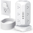 15 ft Long Extension Cord Power Strip Tower, AOFO Surge Protector 12 AC Outlets by AOFO