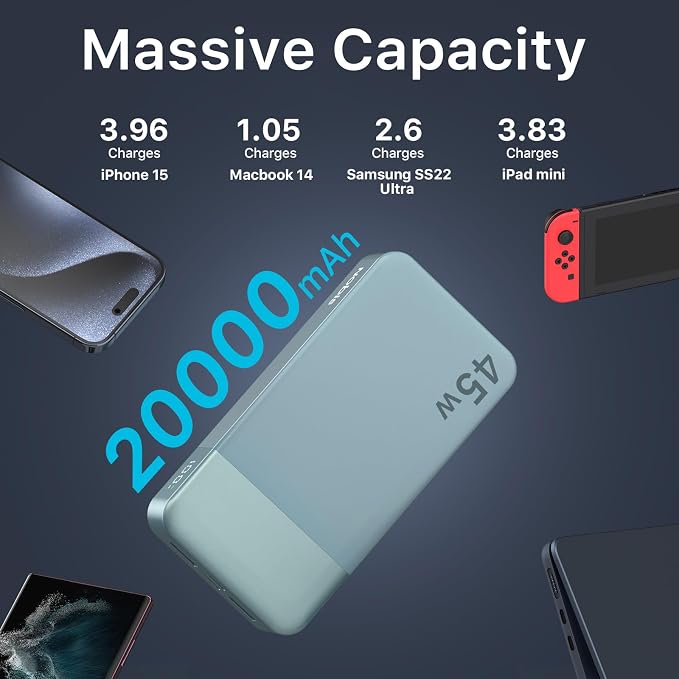 NOBIS Portable Charger, 20000mAh Power Bank, 45W Power Bank Fast Charging - Image 3