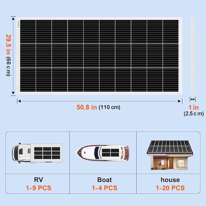 DOKIO 200W Monocrystalline Solar Panel 12V, 12BB Half-Cell High Efficiency - Image 2
