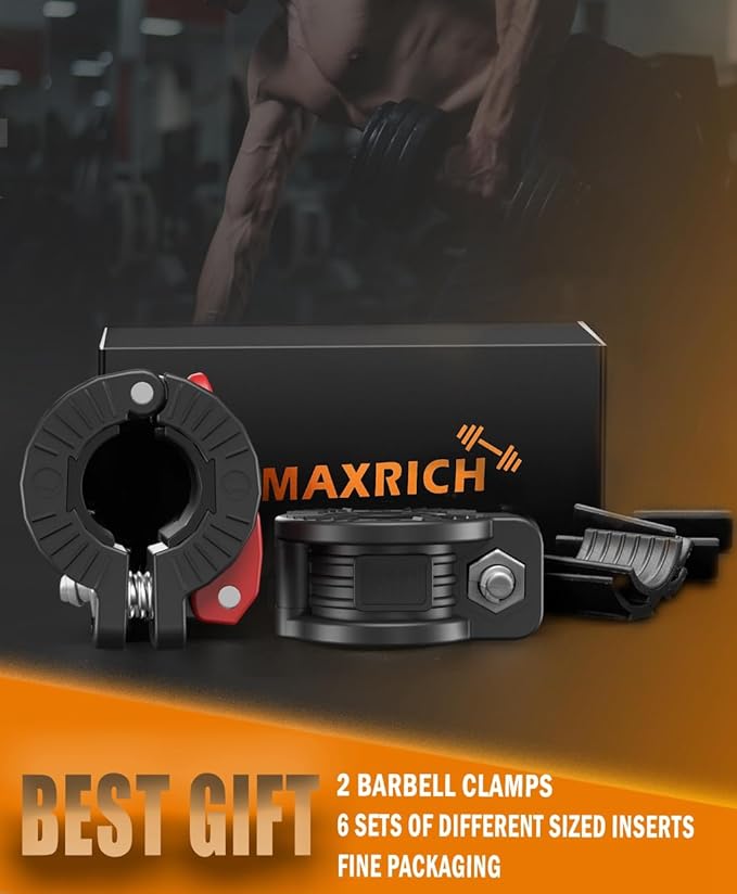 MAXRICH Barbell Clamp 1 inch Multiple Sizes & Adjustable Weight Clips - Image 7