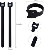 200 PCS 8 Inches Black Reusable Cable Ties, Adjustable Cord Straps, Cable - Image 2