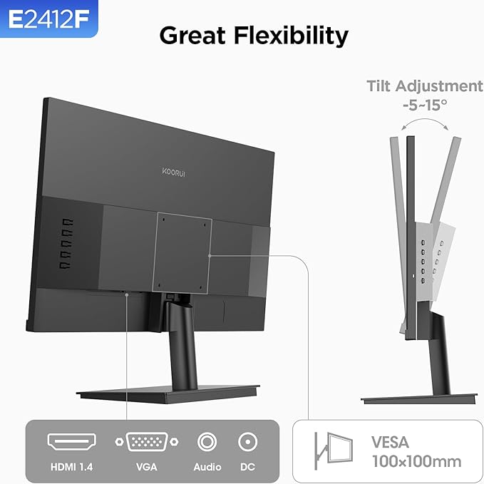KOORUI 24-inch Computer Monitor Full HD 1920 x 1080p 100Hz VA Display 3000:1 - Image 6