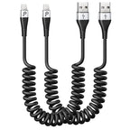 Coiled iPhone Charger Cable for Car, Lightning Cable 2 Pack 5ft, Short iPhone by PRAKIE