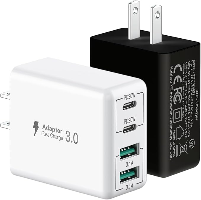 USB C Wall Charger, 40W 4-Port USB C Charger Block, Fast Charging Block Dual by SCCVEE