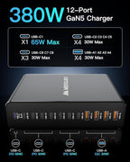 12 Ports Aluminum Alloy 380W Charging Station Fast USB C Charger Block 65W - Image 4