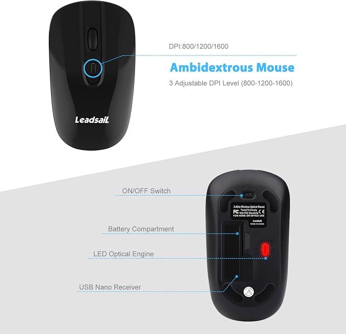 LeadsaiL Wireless Keyboard and Mouse Combo, Wireless USB Mouse and Computer - Image 7