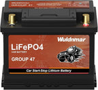 12V BCI Group 47 LiFePO4 Lithium Car Battery 600CCA Lightweight Automotive by Wuldnmar