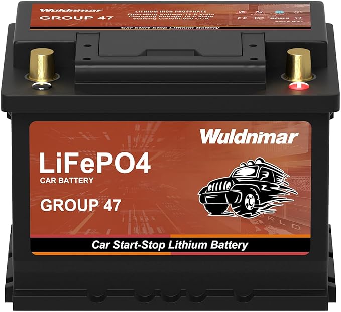 12V BCI Group 47 LiFePO4 Lithium Car Battery 600CCA Lightweight Automotive by Wuldnmar