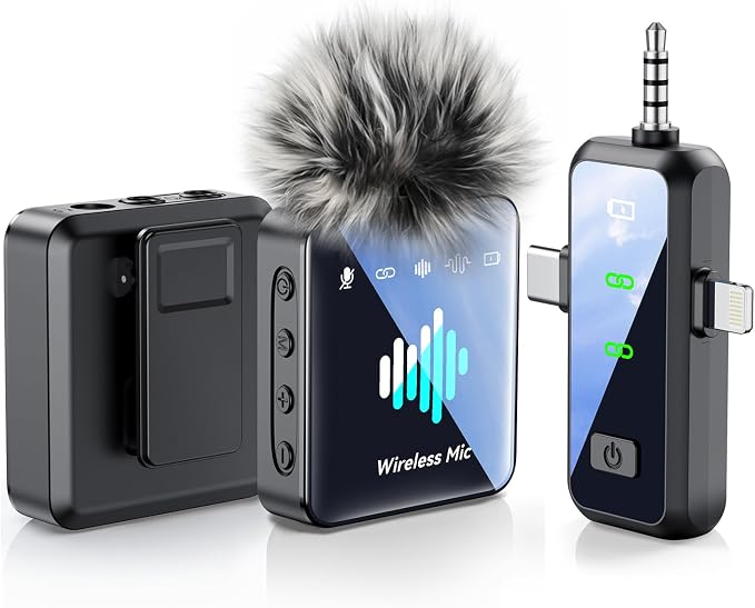 3-in-1 Microphone for iPhone: Wireless Lavalier Microphone for Camera & Android by MENERESAS