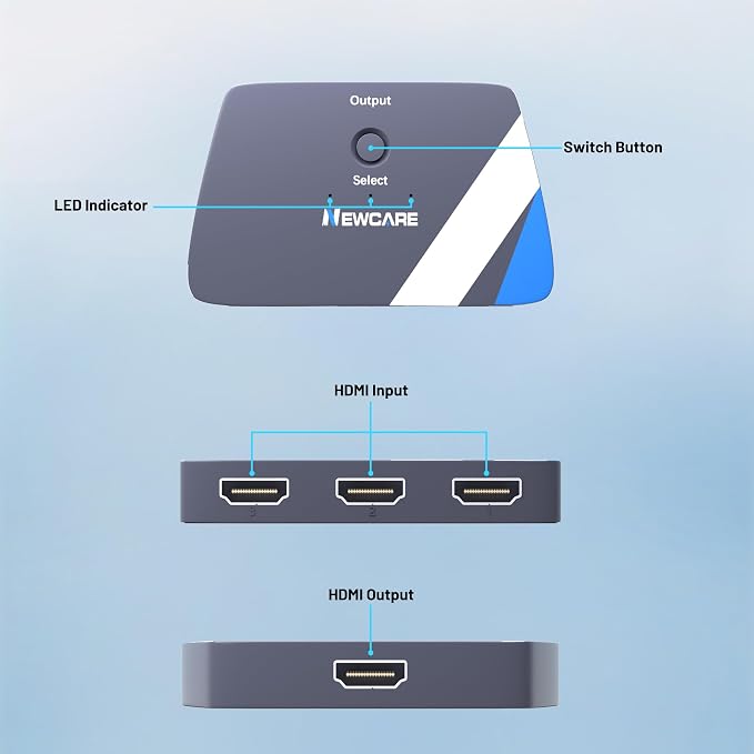 NEWCARE HDMI Switch 3 in 1 Out, 4K@60Hz HDMI 2.0 Switch - Image 8