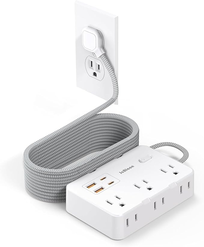 Surge Protector Power Strip, 15 Ft Cord Ultra Thin Flat Extension Cord by JcBlaon
