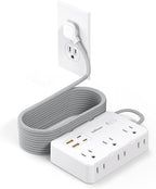 Surge Protector Power Strip, 15 Ft Cord Ultra Thin Flat Extension Cord by JcBlaon