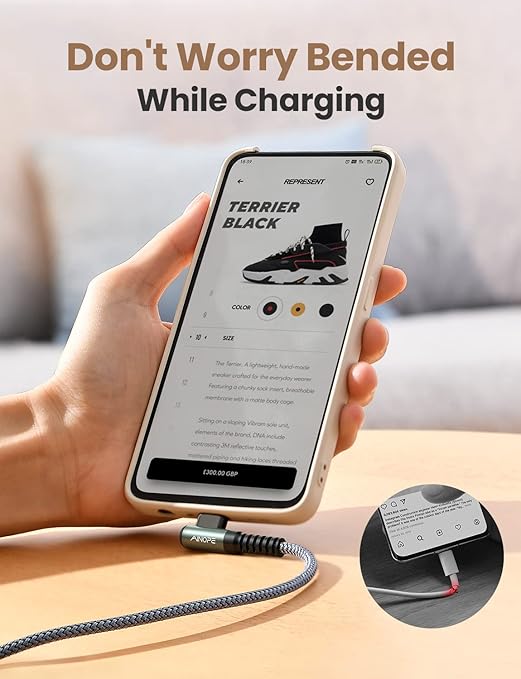 AINOPE USB C Cable 4-Pack 3.2A 90 Degree USB C Cable Packs, Nylon Braided - Image 6
