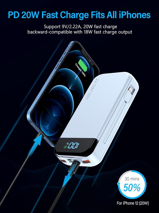 Portable Charger 32000mAh, 22.5W QC 3.0 PD 20W Smart LED Display Fast Charging - Image 5