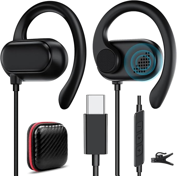 USB Type C Headphone Open Ear Adjustable Over Ear Hook Headset School Kid by TOPAUX