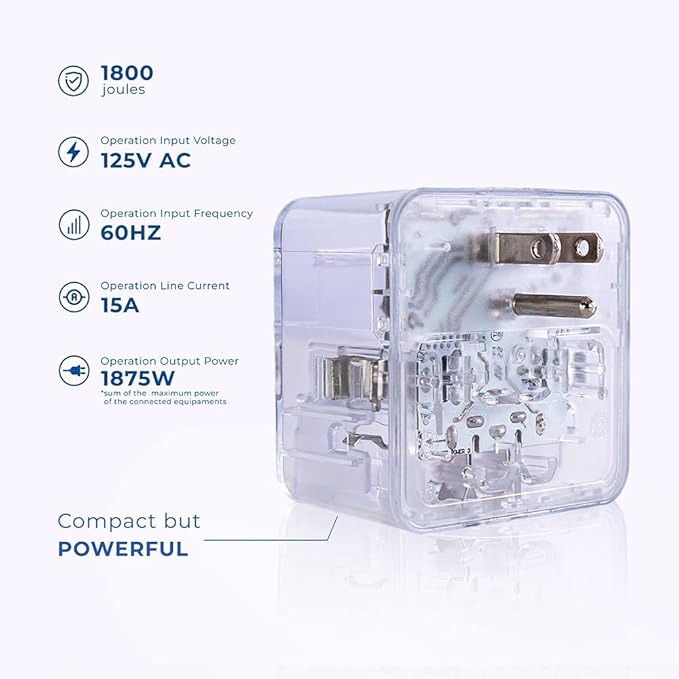 Clamper 3-Outlet Surge Protector 1800 Joules, - Image 3