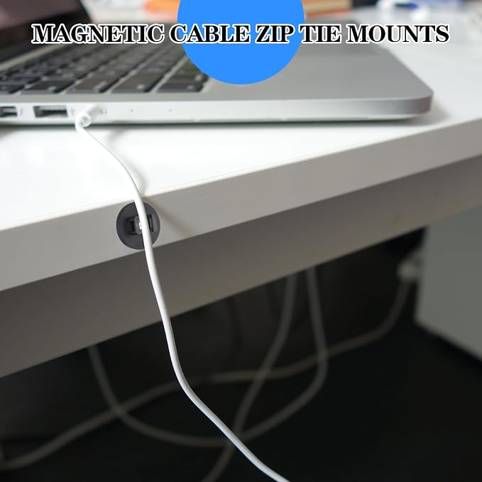 15 Pcs Magnetic Cable Clips Zip Tie Mount Base Black Magnetic Wire Holder - Image 3