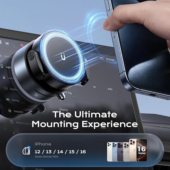 360° Rotation Clip on Car Phone Mount, 2 IN 1 Adjustable Magnetic Car Phone - Image 6