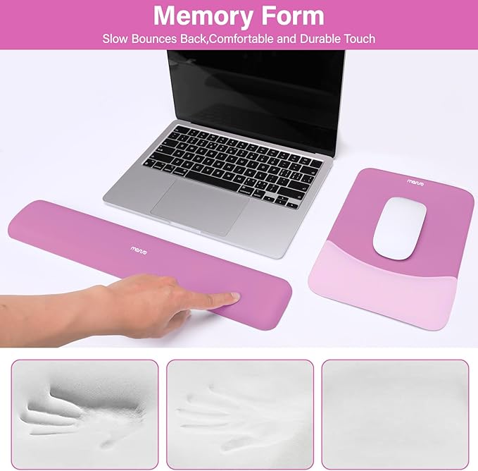 MOSISO Wrist Rest Support for Mouse Pad&Keyboard Set, Rectangular Ergonomic - Image 4