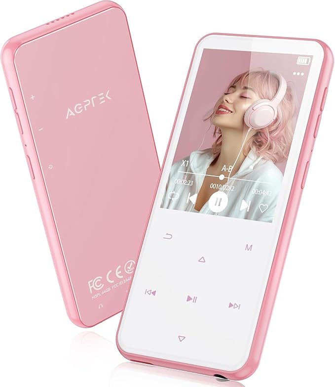 AGPTEK 64GB MP3 Player with Bluetooth, M3 2.4 inch Music Player with Speaker by AGPTEK