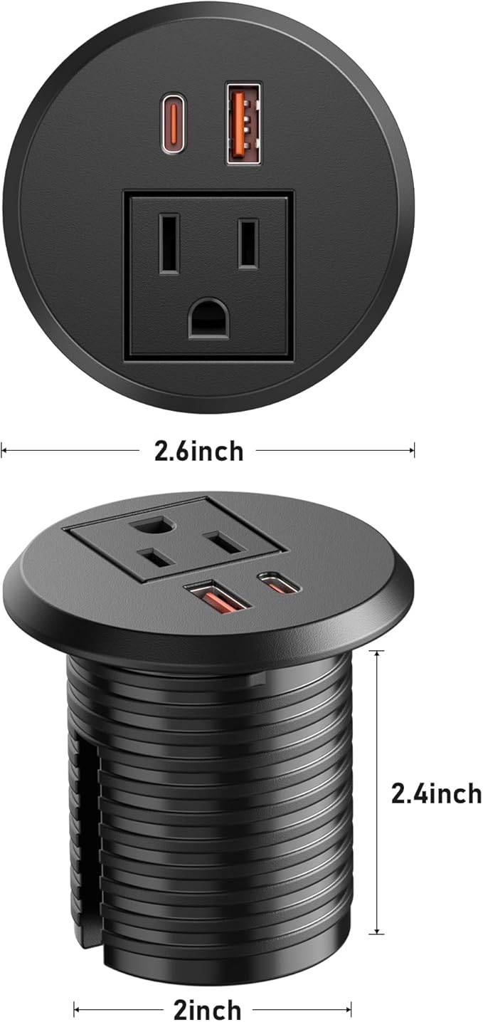 Desktop Power Grommet 2 inch Hole, PD 30W USB C Fast Charging Station, Ultra - Image 7