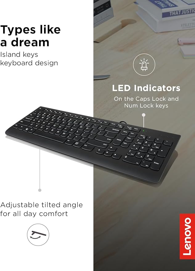 Lenovo 300 USB Keyboard, Adjustable Tilt, Windows 7/8/10, GX30M39655 - Image 4