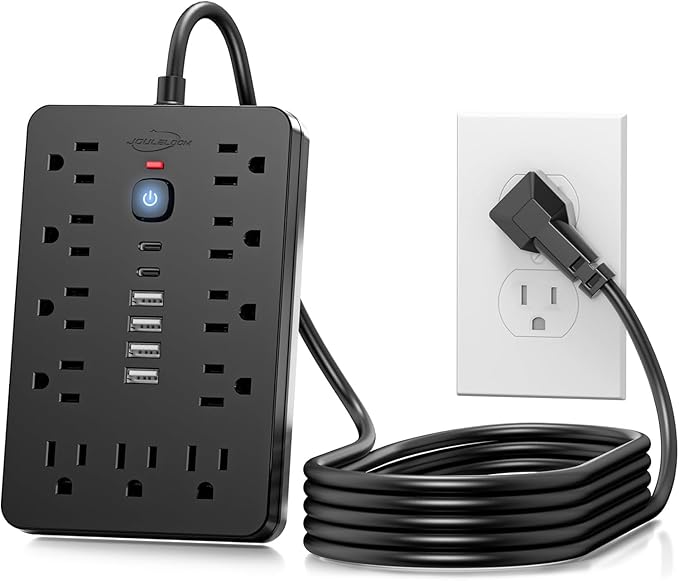 20 FT Flat Plug Surge Protector Power Strip, 11 Multiple AC Outlets by Unknown