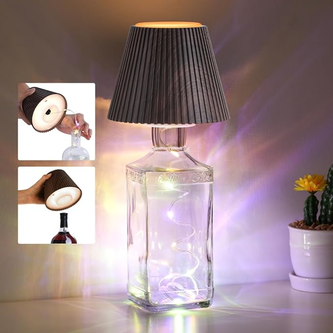 WILIT Wireless Bottle Lamp for Bar Decor, 3-Level Brightness Lampshades for by WILIT