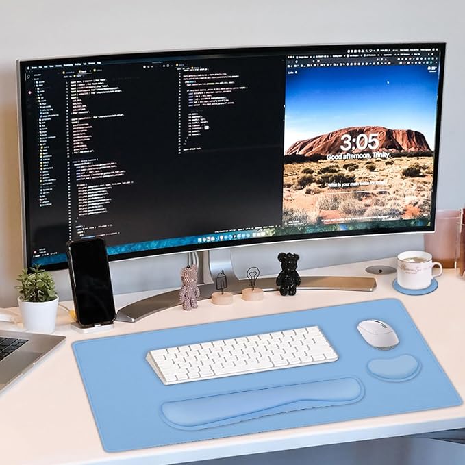 Large Keyboard Mouse Pad Set, Extended Mouse Pad+Keyboard Wrist Rest Support - Image 7