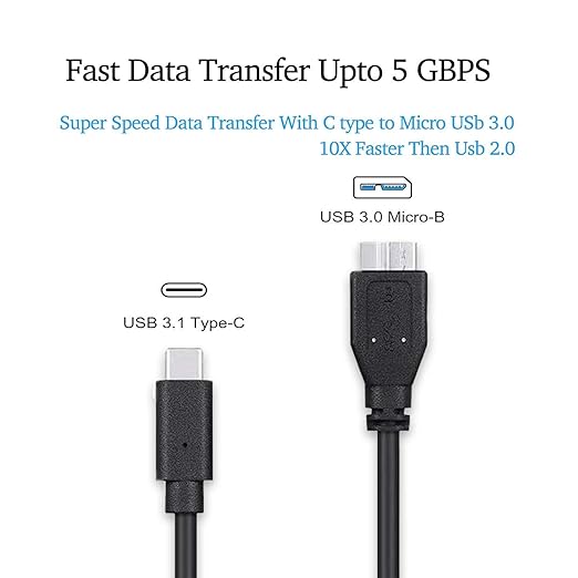 Master Cables USB C to Micro B Cable 0.5 Metre USB C Hard Drive Cable Compatible - Image 3