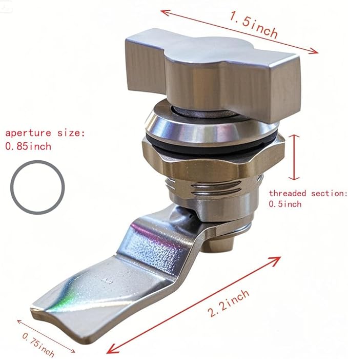 Thumb Operated Offset Cam Lock, Stainless Steel Keyless, Metal Replacement Lock - Image 2