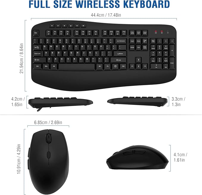 Wireless Keyboard Mouse Combo, EDJO 2.4G Full-Sized Large Wireless Keyboard - Image 6