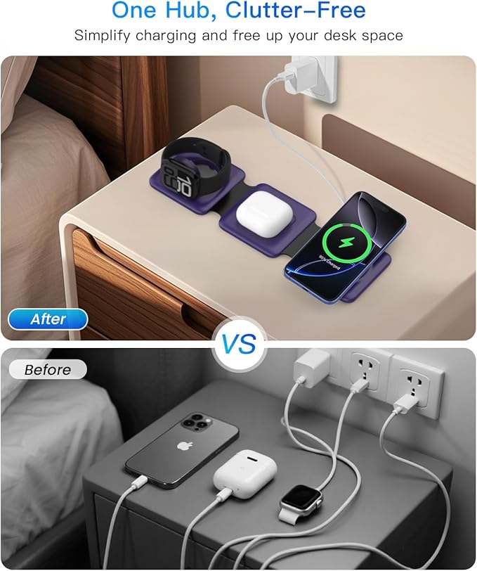 Charging Station for Mag Safe Apple - 3 in 1 Magnetic Foldable Wireless Charger - Image 6