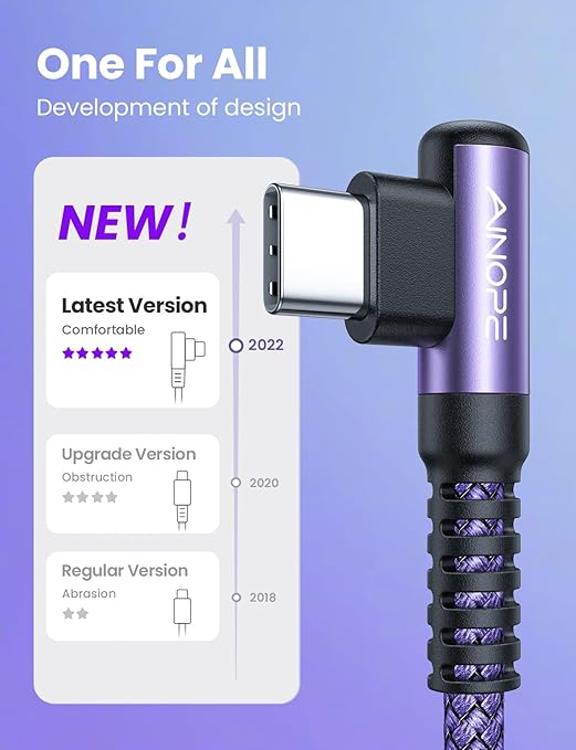 AINOPE USB C Charger Cable, 3.1A Type C Charger Cable Fast Charging, Right - Image 2