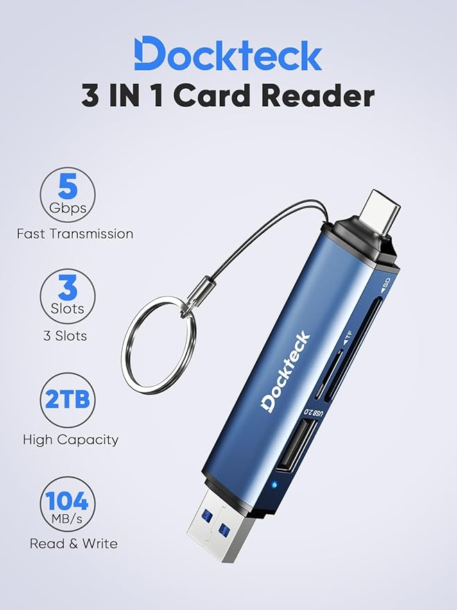 Dockteck SD Card Reader Adapter, 5G Super Speed USB3.0 SD/TF Card Reader - Image 7