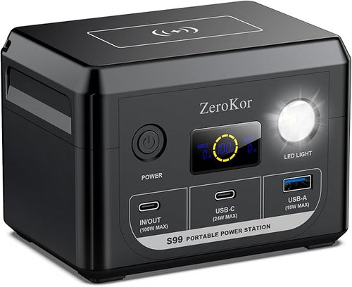 100W Portable Power Station, 96Wh Small Generator 30000mAh LiFePO4 Battery by ZeroKor
