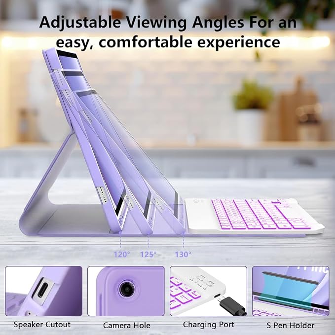 Keyboard Case for Samsung Galaxy Tab A9 Plus 5G 11 inch 2023, 7 Color Backlit - Image 2
