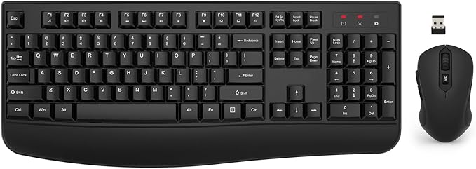 Wireless Keyboard and Mouse Combo, EDJO 2.4G Full-Sized Ergonomic Computer by EDJO