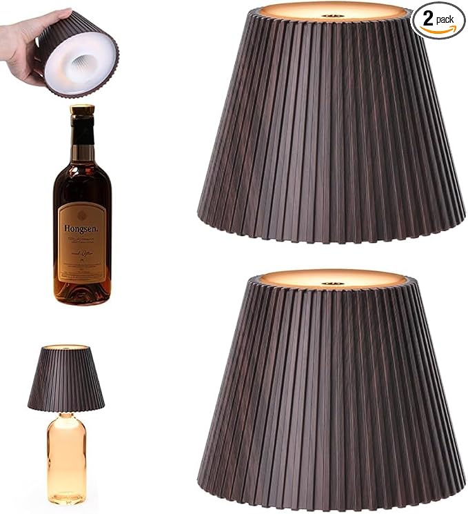 WILIT 2 Pack Wine Wirelss Bottle Lamp, 3-Level Brightness Cordless Table Lamp by WILIT